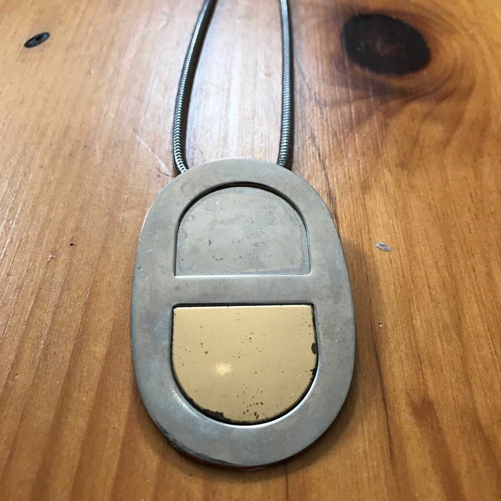 Vintage Mod Two Tone Metal Necklace